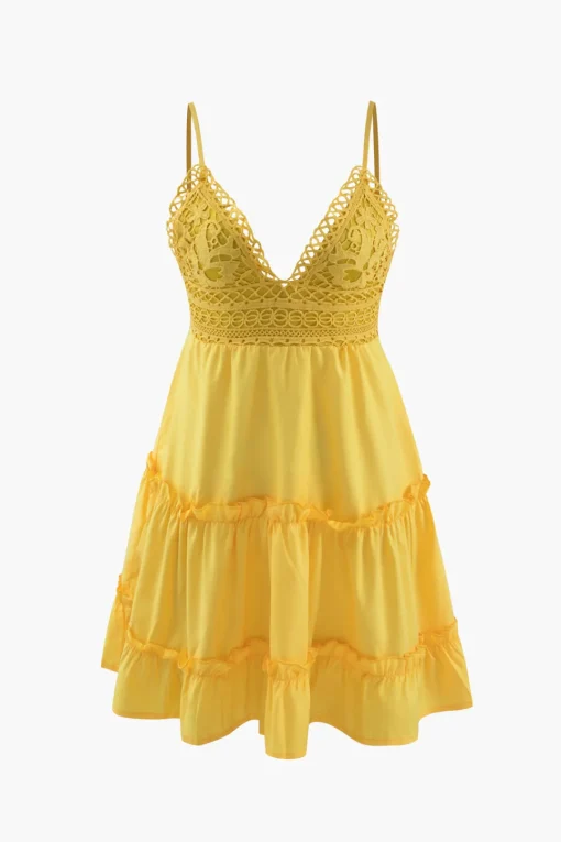 MICAS Mini Dresses-V-Neck Ruffle Hem Mini Dress