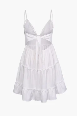 MICAS Mini Dresses-V-Neck Ruffle Hem Mini Dress