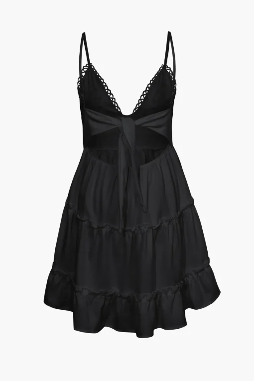 MICAS Mini Dresses-V-Neck Ruffle Hem Mini Dress
