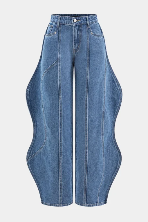 MICAS Jeans-Wave Leg High Waist Jeans DARK WASH BLUE