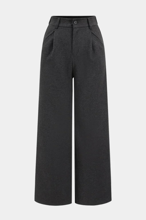 MICAS Pants-Woolen Wide Leg Trousers DARK GRAY