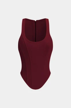 MICAS Corset & Bustier Tops|Tank Tops & Cami-Zipper Tie-Up Corset Waist Tank Top