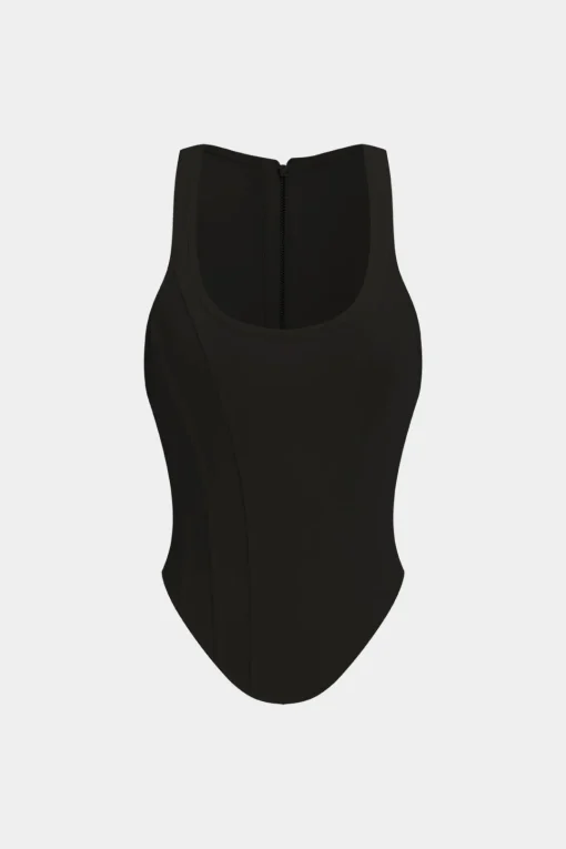 MICAS Corset & Bustier Tops|Tank Tops & Cami-Zipper Tie-Up Corset Waist Tank Top