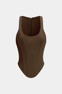 MICAS Corset & Bustier Tops|Tank Tops & Cami-Zipper Tie-Up Corset Waist Tank Top