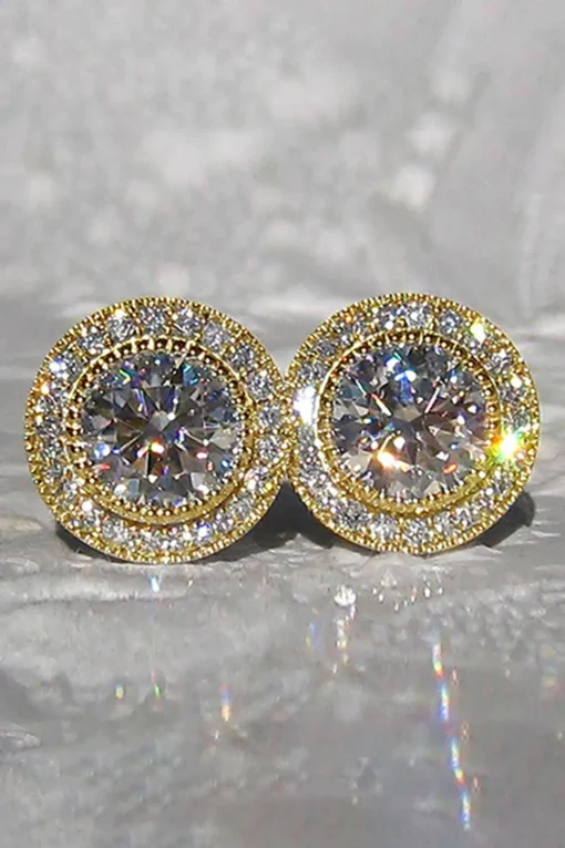 MICAS Earrings|Accessories-Zircon Shiny Round Diamond Earrings